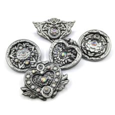 3D metal mini brooch pins with gemstones