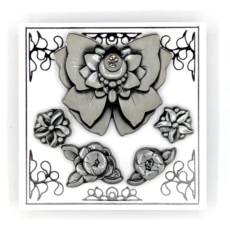 Mini set of 5 pins one a bow the others small flowers