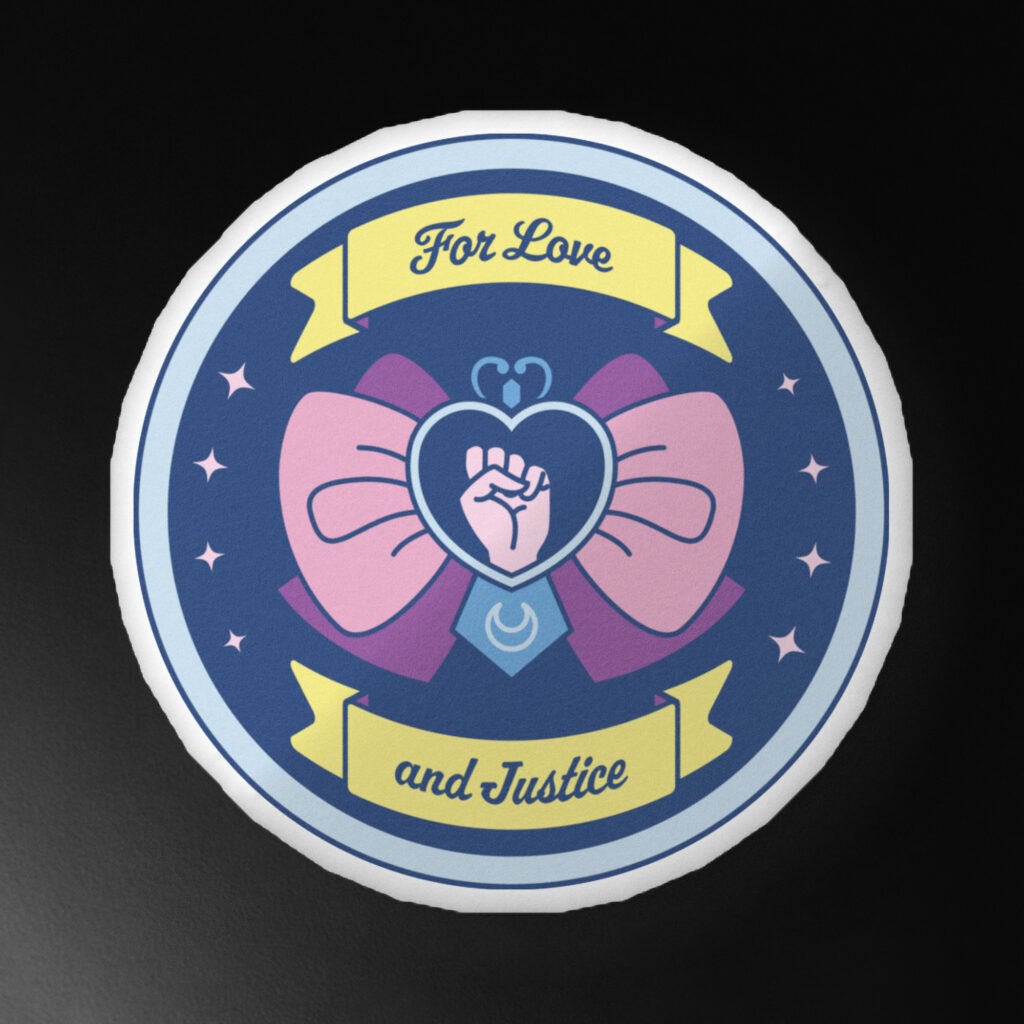 For Love & Justice Custom-shaped pillow (Dark Mode)