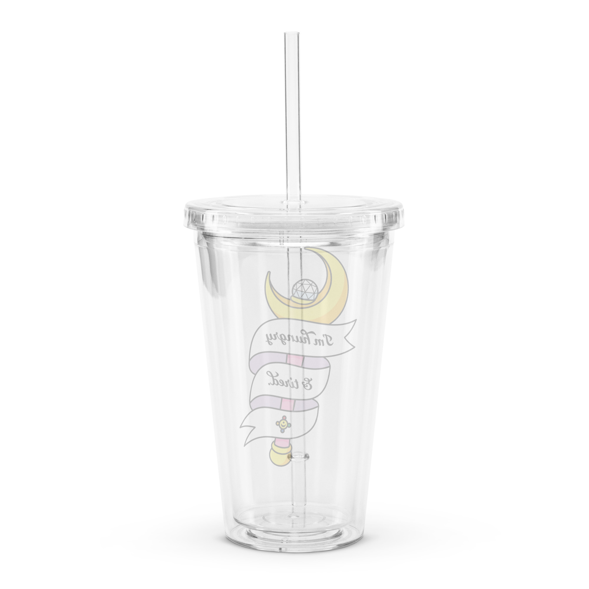 I'm Hungry & Tired Clear plastic tumbler - Image 2