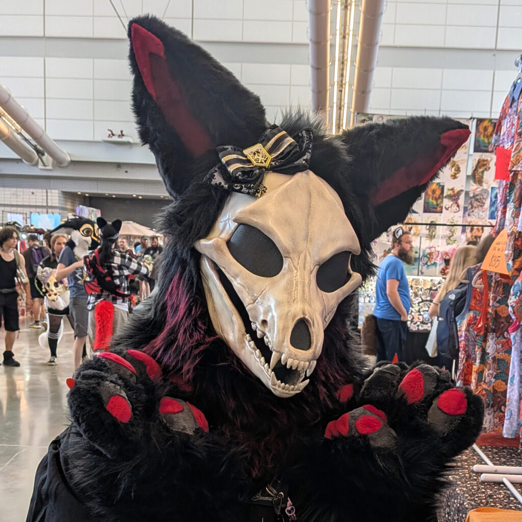 a skullie wearing one of my hair bows on their head